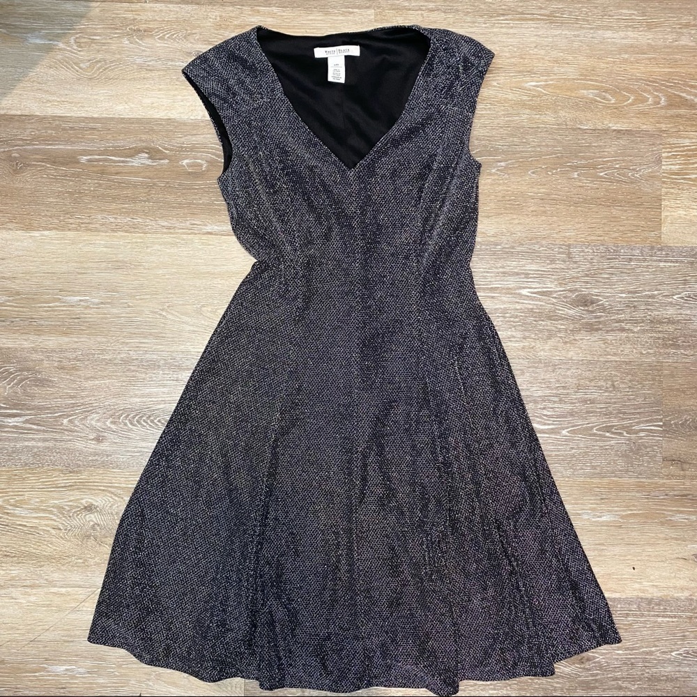 White House Black Market Black Silver Glitter Sparkle Dresss Size XXS